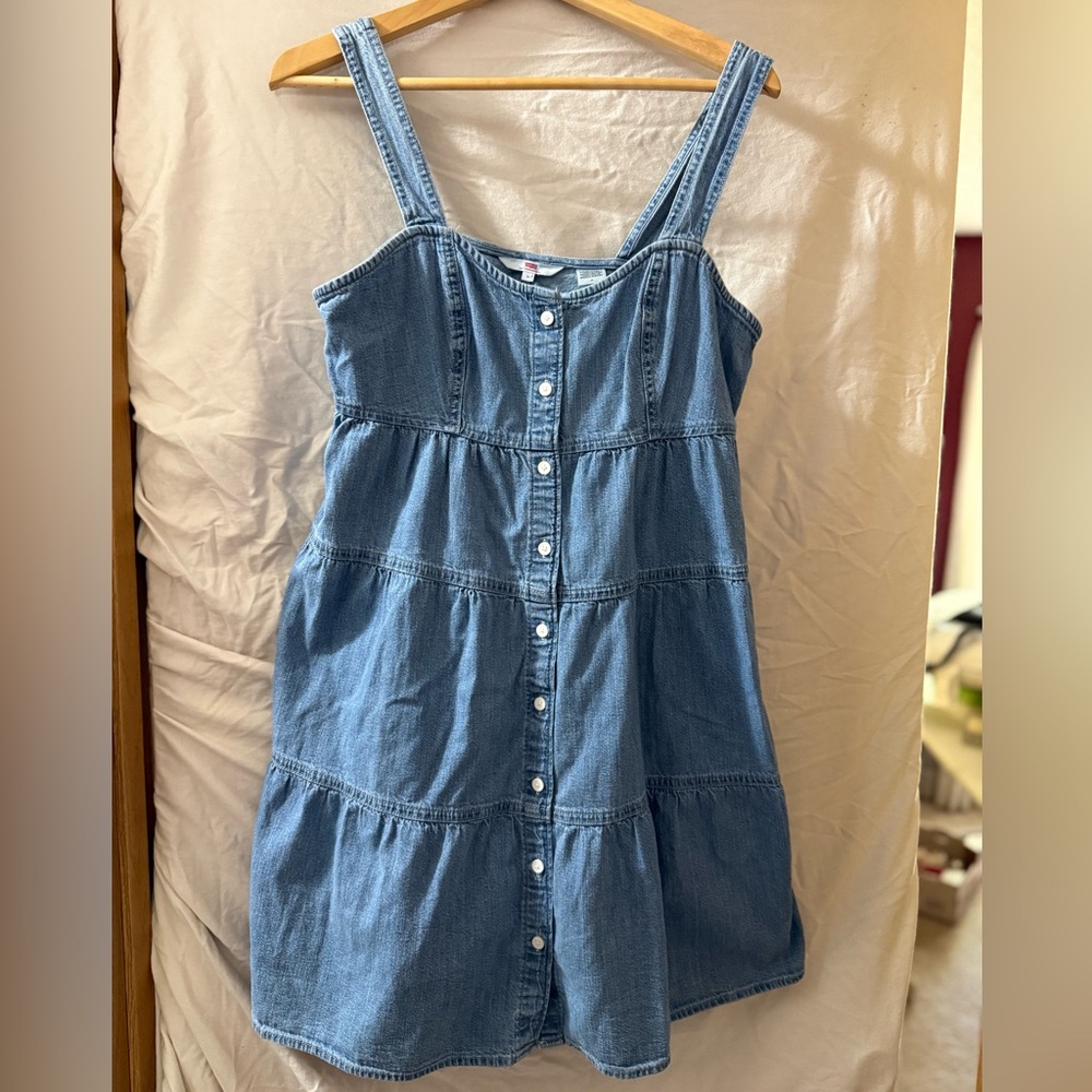 Levi's Vintage Blue Denim Tiered Mini Dress Size M Great Condition!